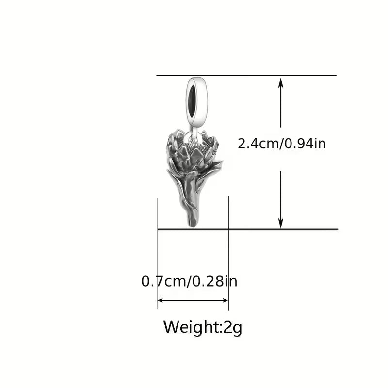 S925 Sterling Silver Protea Charm