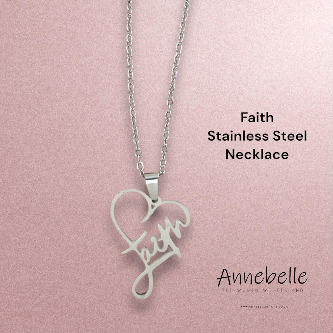 Stainless Steel Faith Heart Necklace