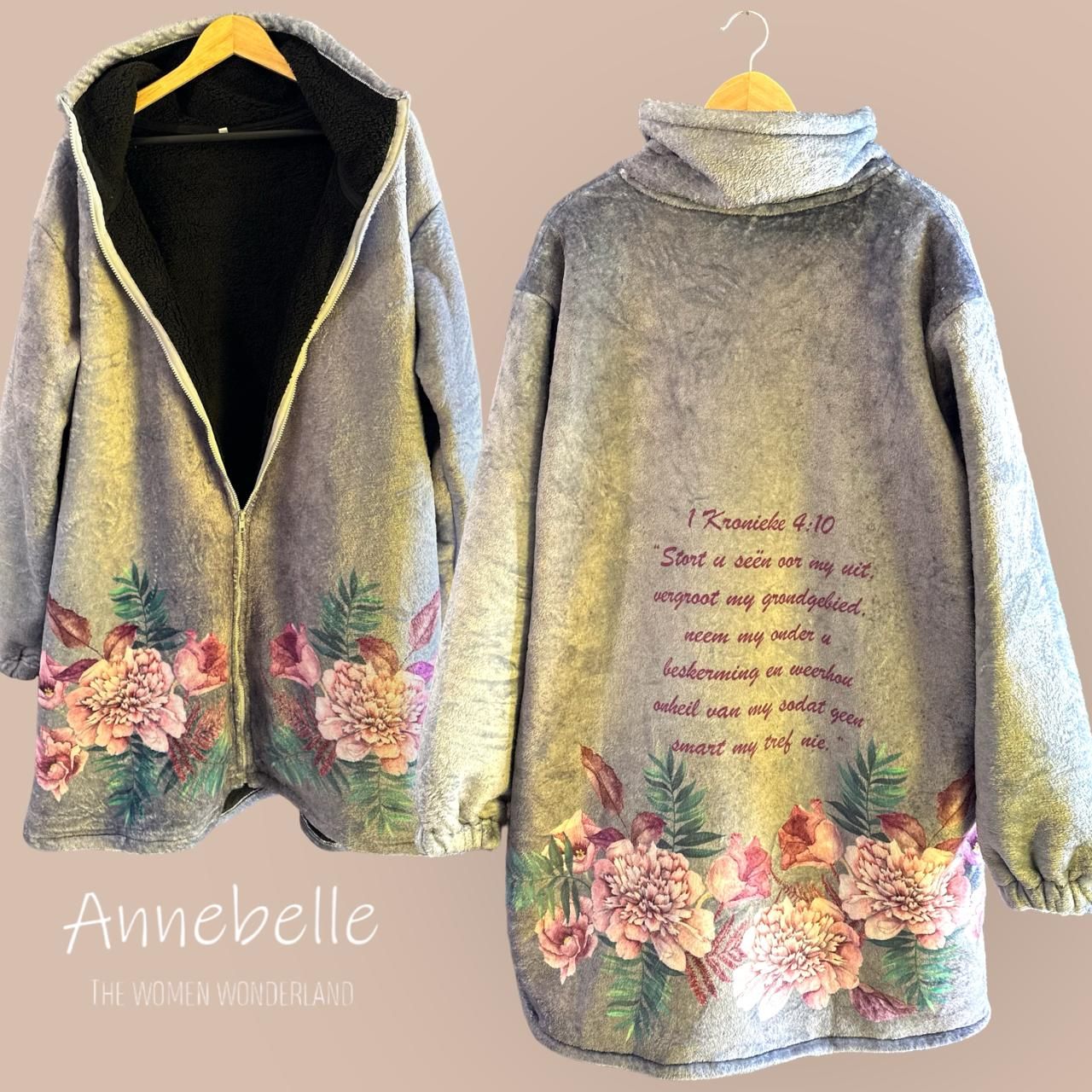 A-Line Sheeps Fleece Coat Purple Flowers 1 Kronieke 4:10 Afrikaans
