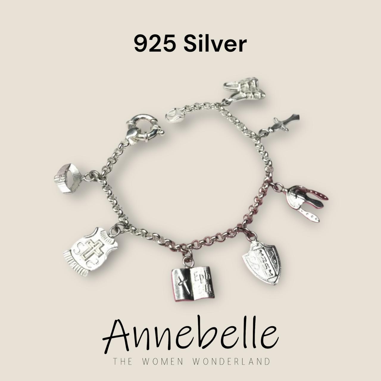 100% 925 Sterling Silver 3D Armour of God Charm Bracelet