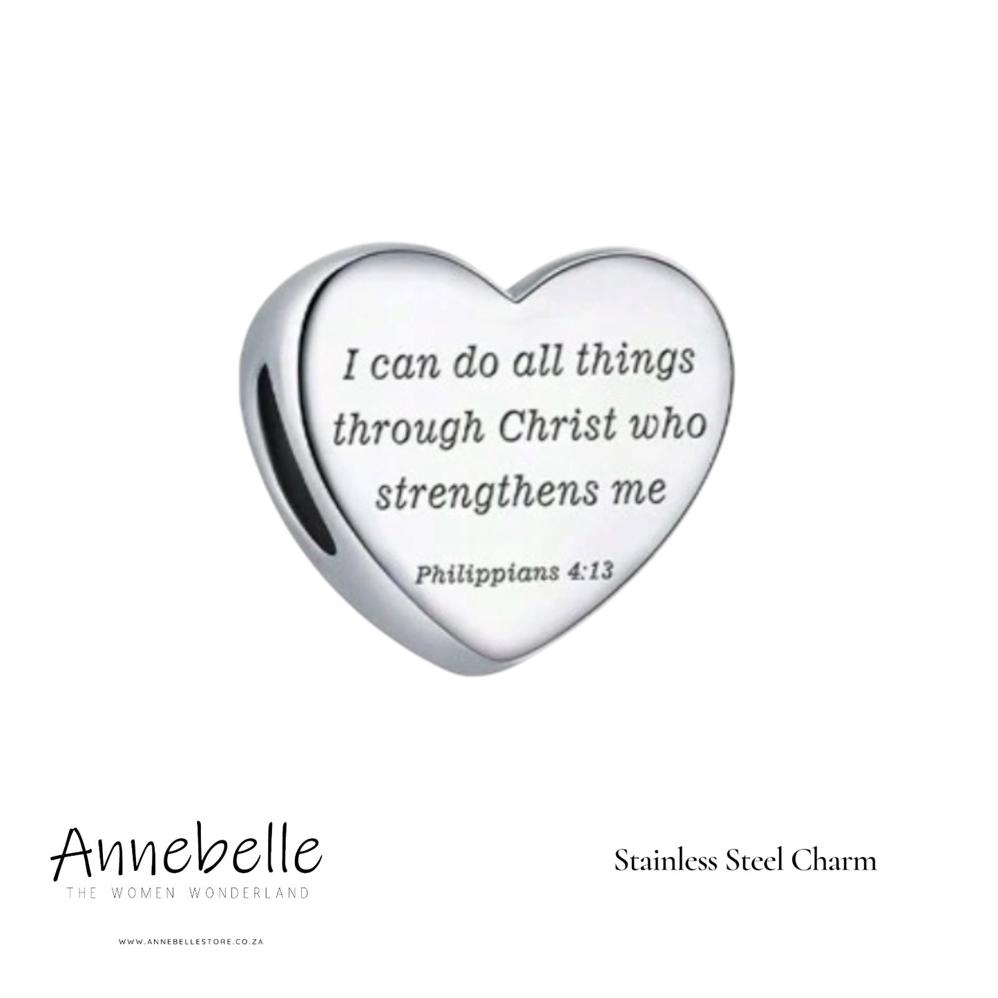 Stainless Steel Charm Phil 4:13