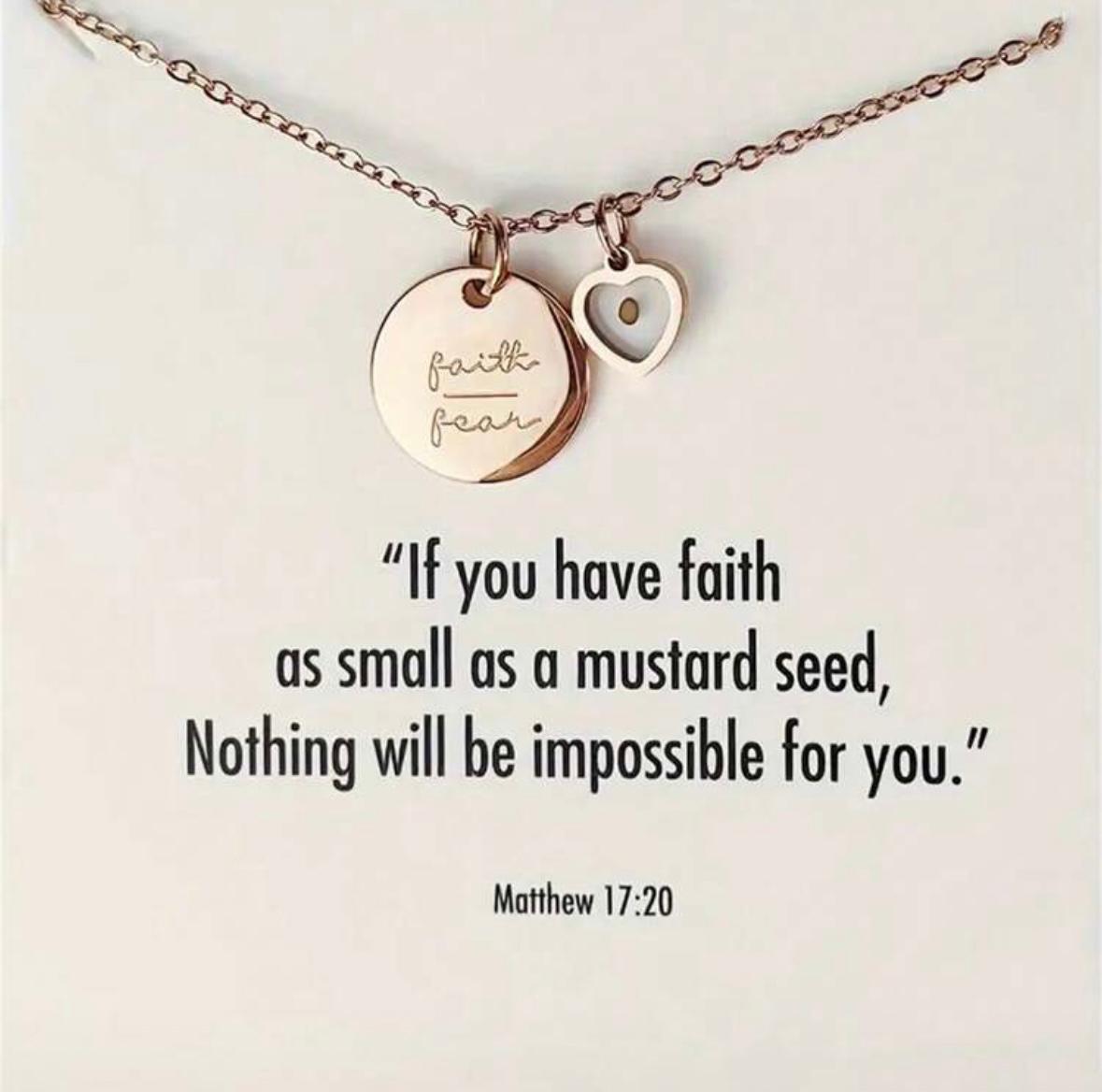 Stainless Steel Rose Gold Faith over Fear Necklace