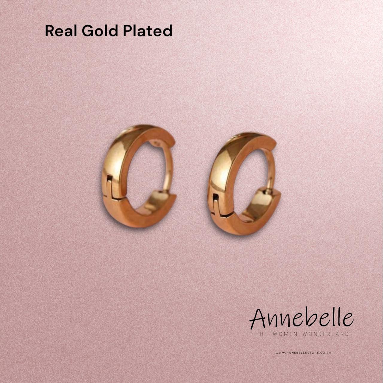 Classic Wide Smooth Hoop Earrings Gold Plated
