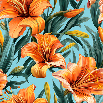 A-Line Maxi Long Dress Custom Printed Daylilies
