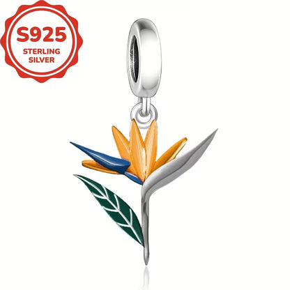 S925 Sterling Silver Strelitzia/Bird of Paradise Charm