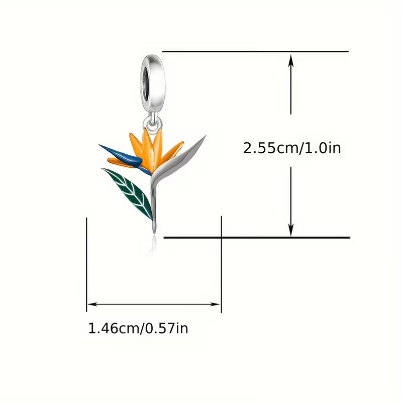 S925 Sterling Silver Strelitzia/Bird of Paradise Charm