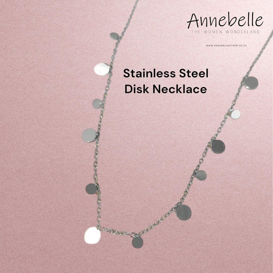 Stainless Steel Silver Disk Necklace