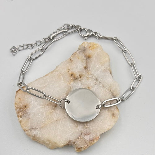 Photo Engraved Disc Paperclip Bangle