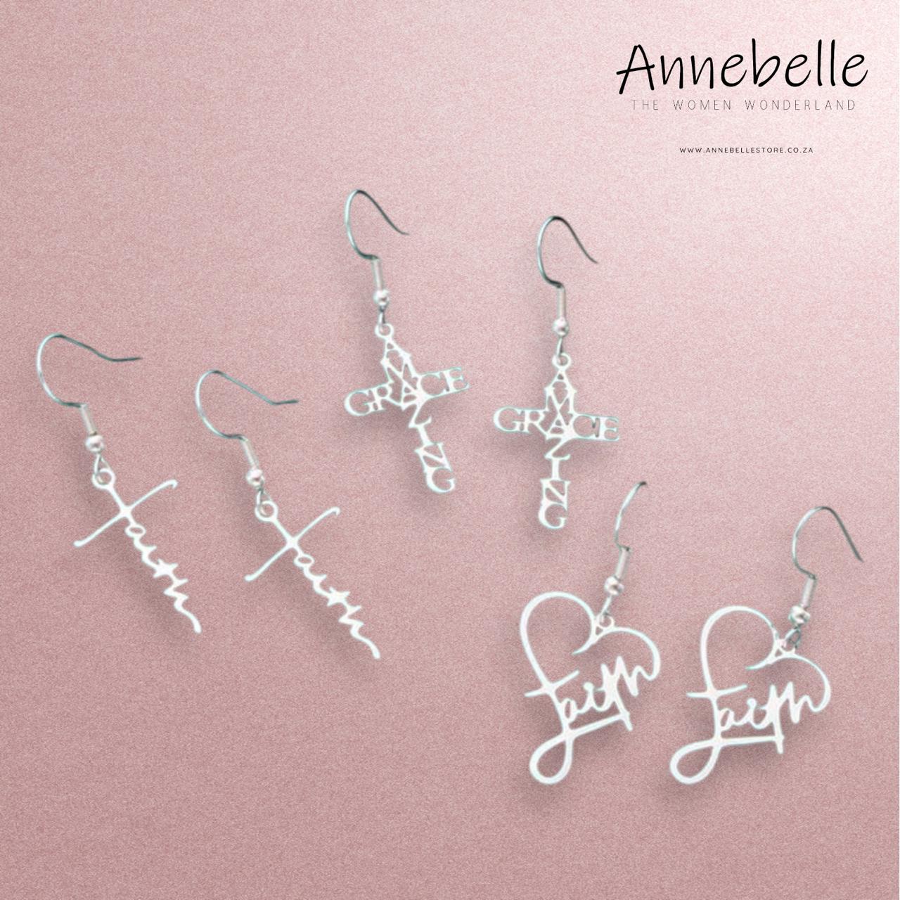 Stainless Steel Faith, Faith Heart or Amazing Grace Earrings