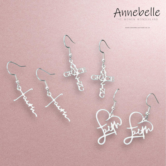 Stainless Steel Faith, Faith Heart or Amazing Grace Earrings