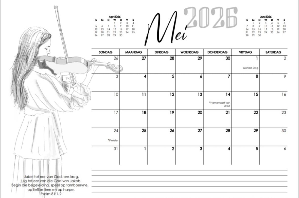 2026 A3 Kalender Afrikaans