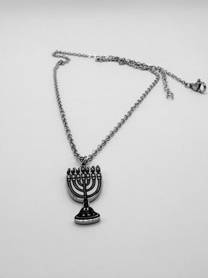 Stainless Steel Menorah Necklace