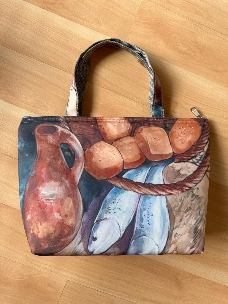 Canvas Lunch Bag 5 Loaves and 2 Fish/5 Brode en 2 Visse