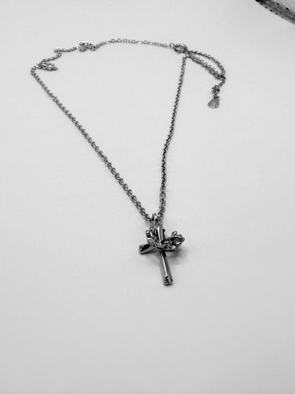925 Sterling Silver Cross and Crown Necklace