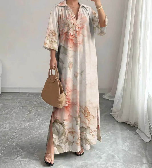 Supplier Maxi Long Dress Beautiful Flowers V-Neck
