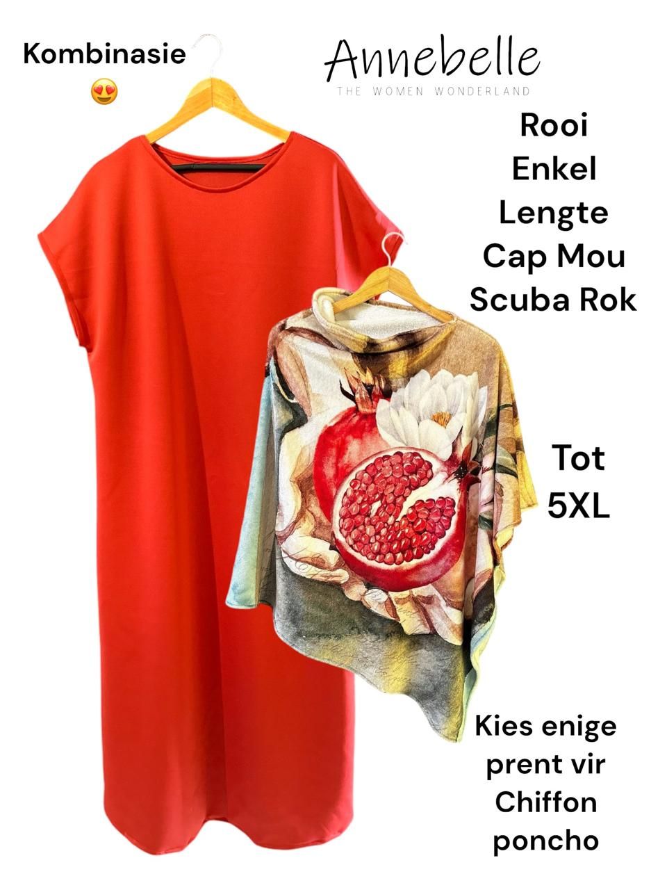 Red Midi Cap Sleeve Dress with Custom Poncho