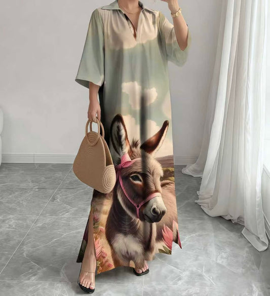 Supplier Maxi Long Dress Donkey V-Neck