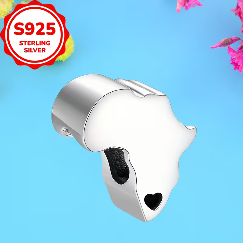 S925 Sterling Silver South African Map Charm