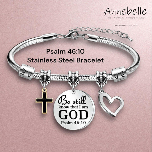 Stainless Steel Psalm 46:10 Bracelet