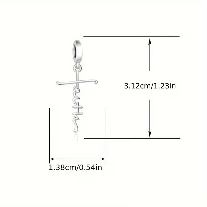 S925 Sterling Silver Faith Cross Shaped Design Bracelet or Necklace Charm