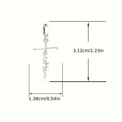 S925 Sterling Silver Faith Cross Shaped Design Bracelet or Necklace Charm