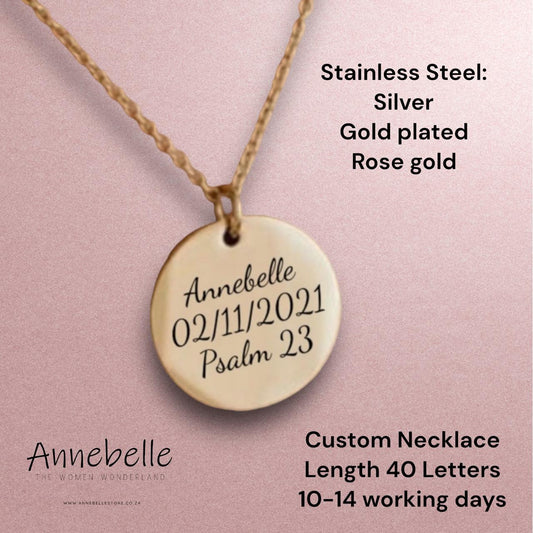 CUSTOM Name, Date, Verse Necklace: Lead Time 10-14 Working Days