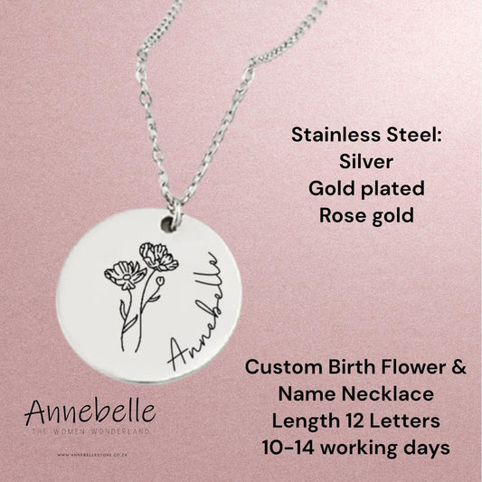 CUSTOM Birth Flower & Name Necklace: Lead Time 10-14 Working Days