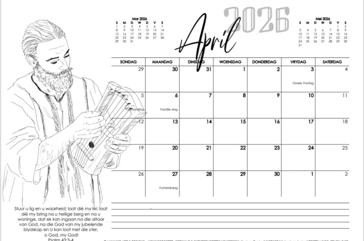 2026 Mans A3 kalender (Dawid)