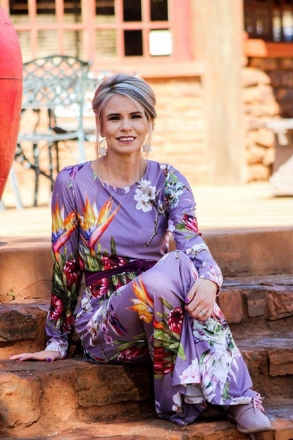 A-Line Maxi Long Dress Custom Printed Geliefde dogter van God/Beloved daugter of God Purple