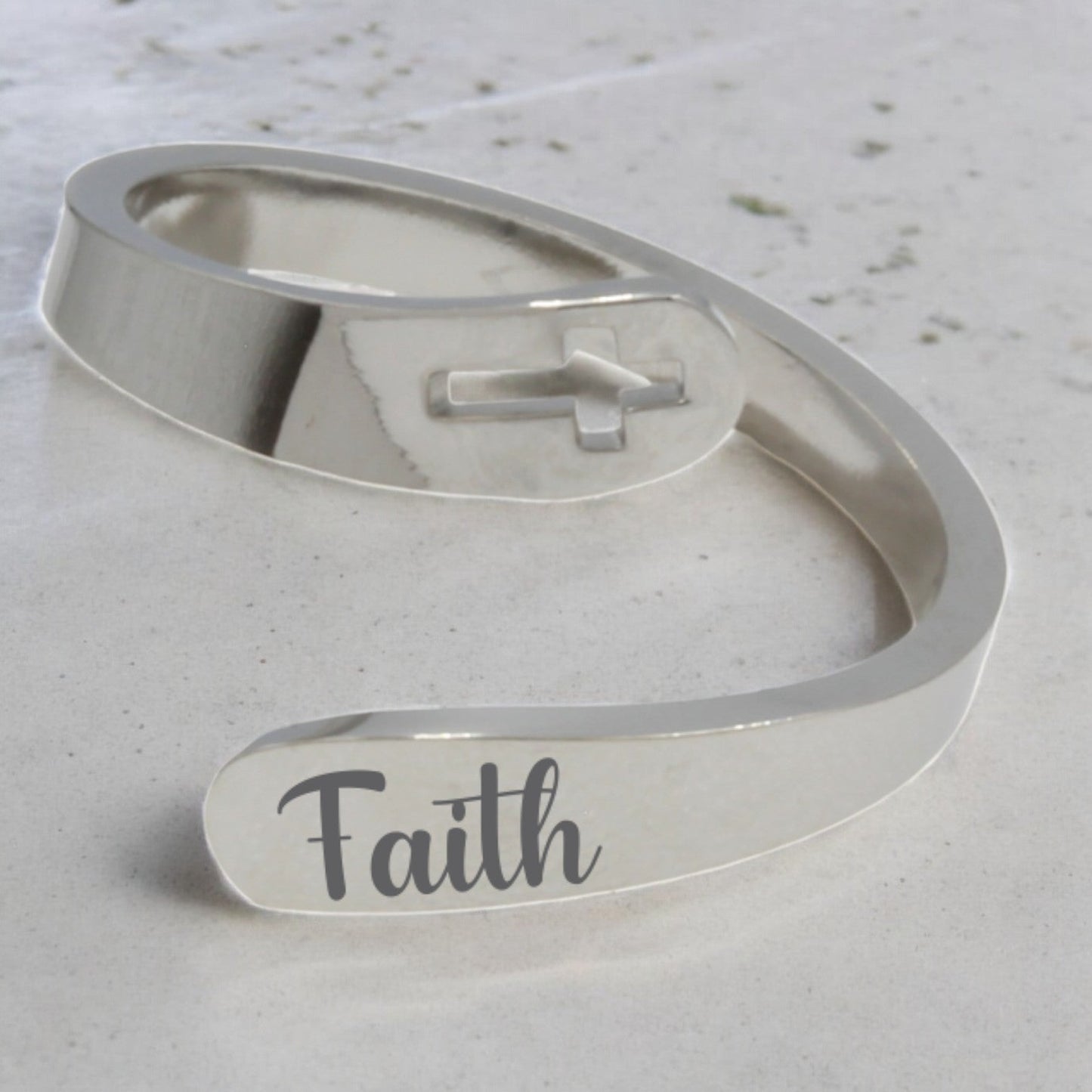 Adjustable CUSTOM Engraved Cross Ring