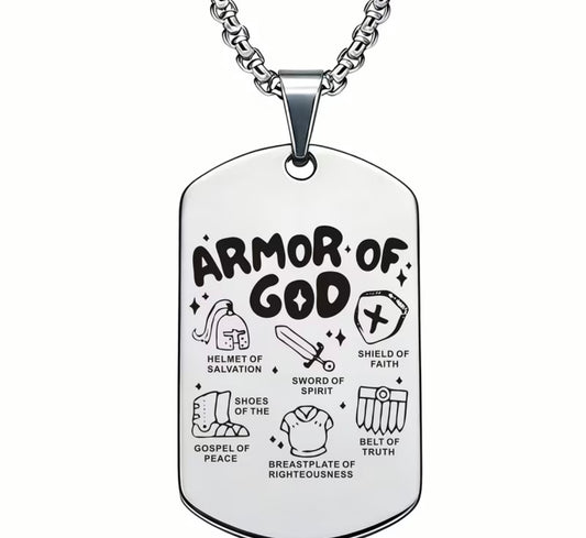 Stainless Steel Armor of God Necklace Unisex 60cm Chain