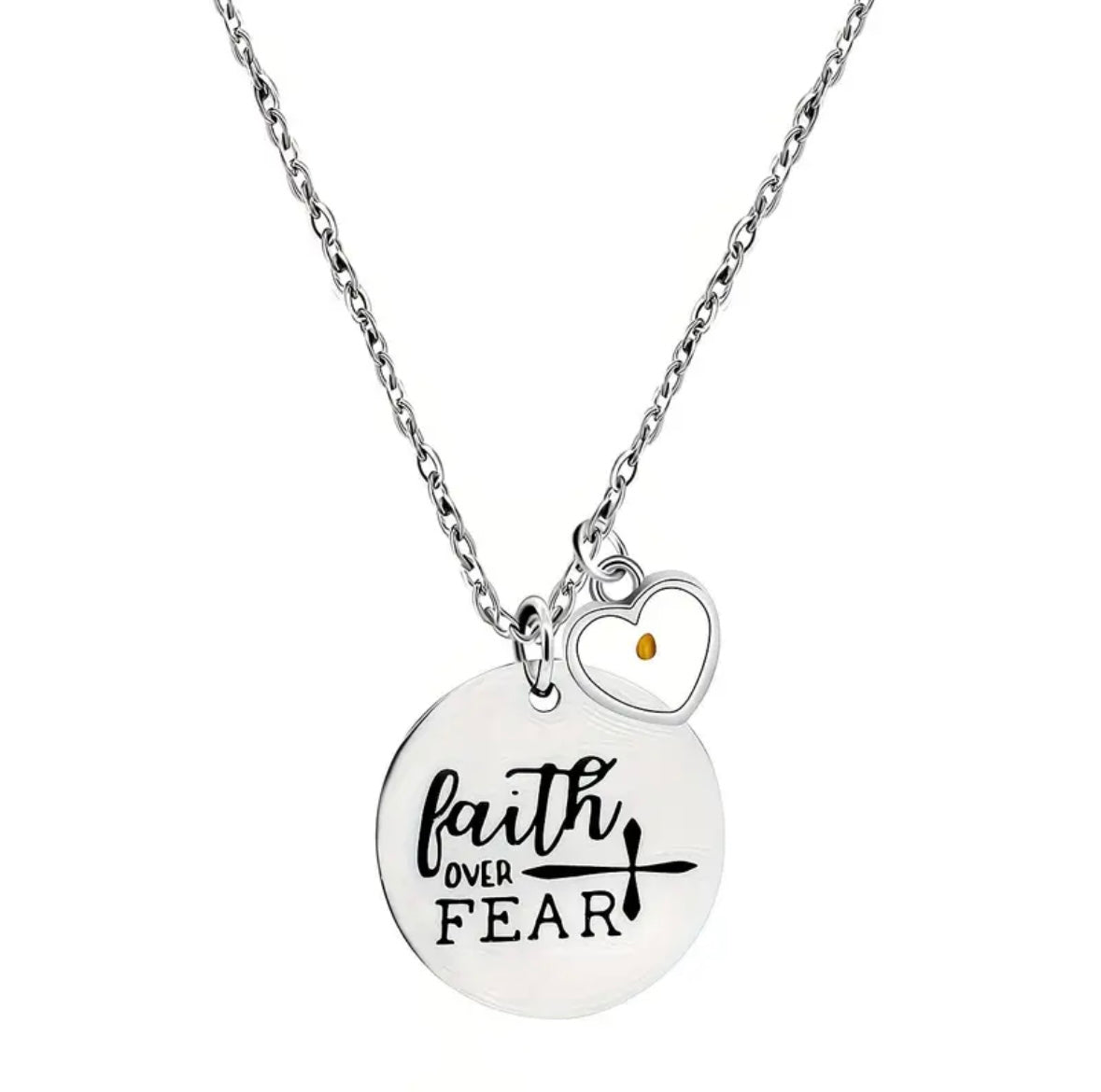 Stainless Steel Faith over Fear Necklace