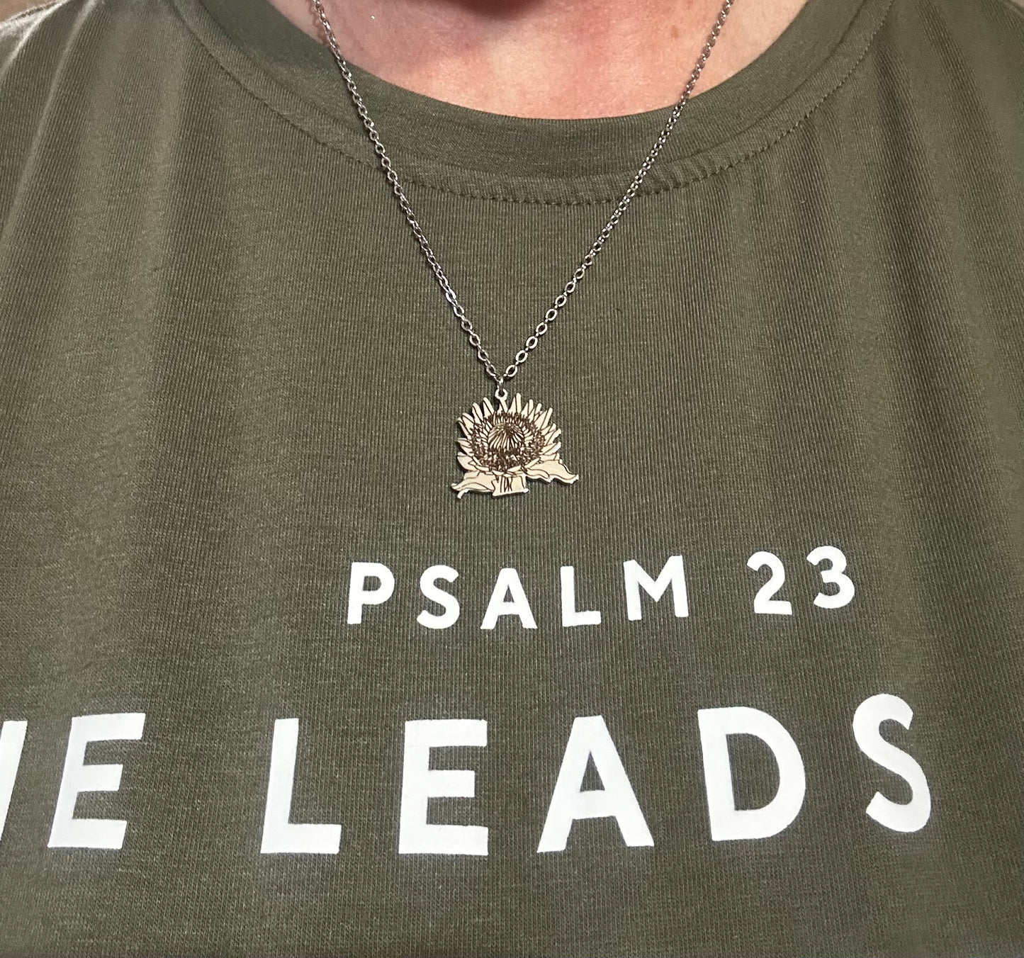 Stainless Steel Protea Necklace