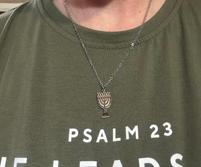Stainless Steel Menorah Necklace