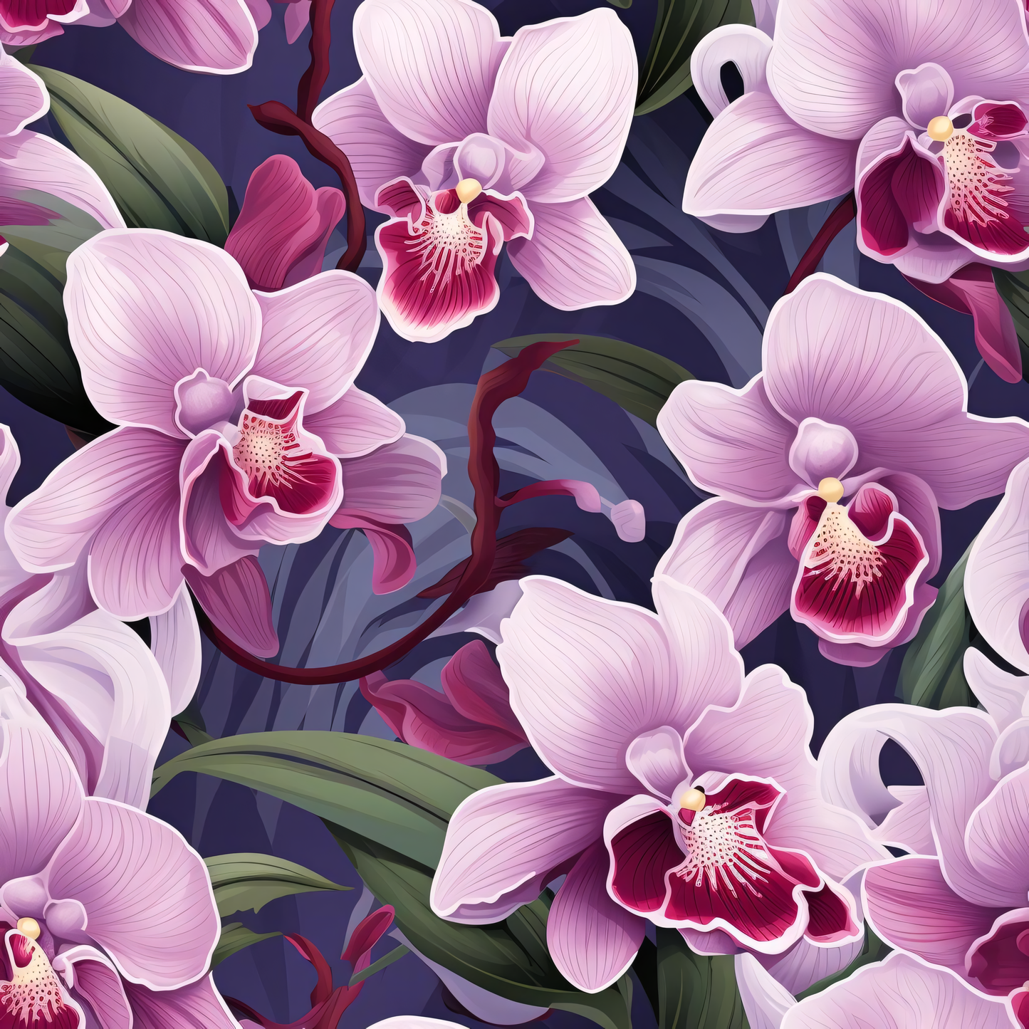 A-Line Maxi Long Dress Custom Printed Orchids