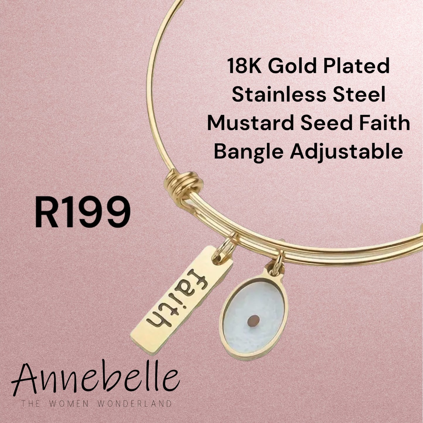 Gold Plated Mustard Seed Faith Bangle