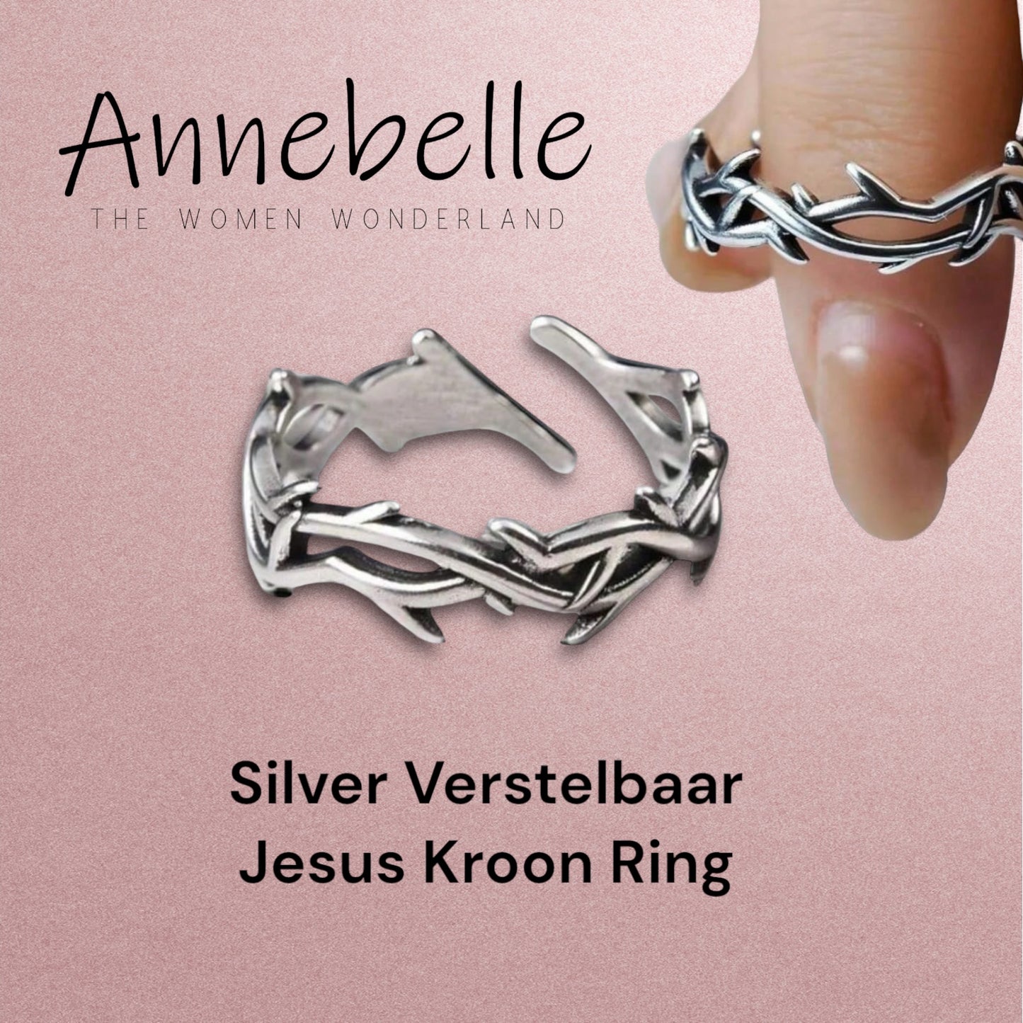 Silver Jesus Crown Ring