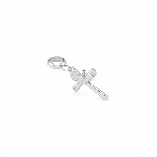 925 Sterling Silver Cross and Crown Charm - Pandora compatible