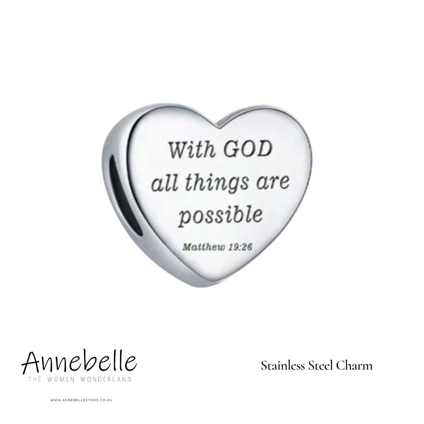 Stainless Steel Charm Matt 19:26