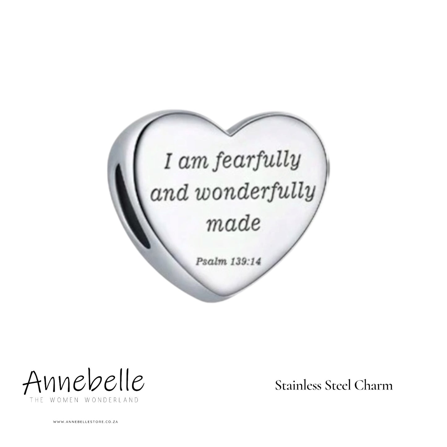Stainless Steel Charm Psalm 139