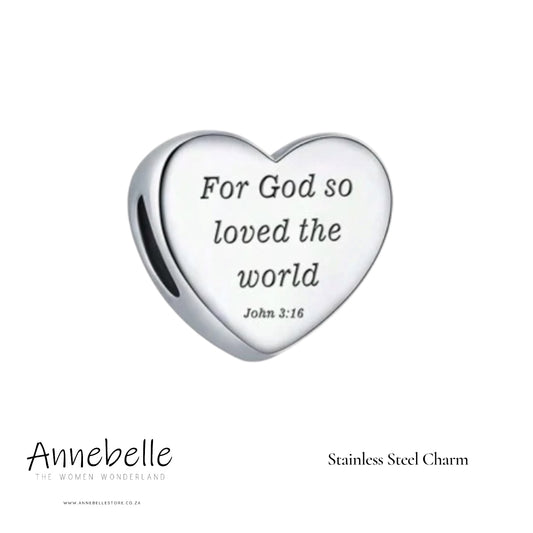 Stainless Steel Charm John 3:16