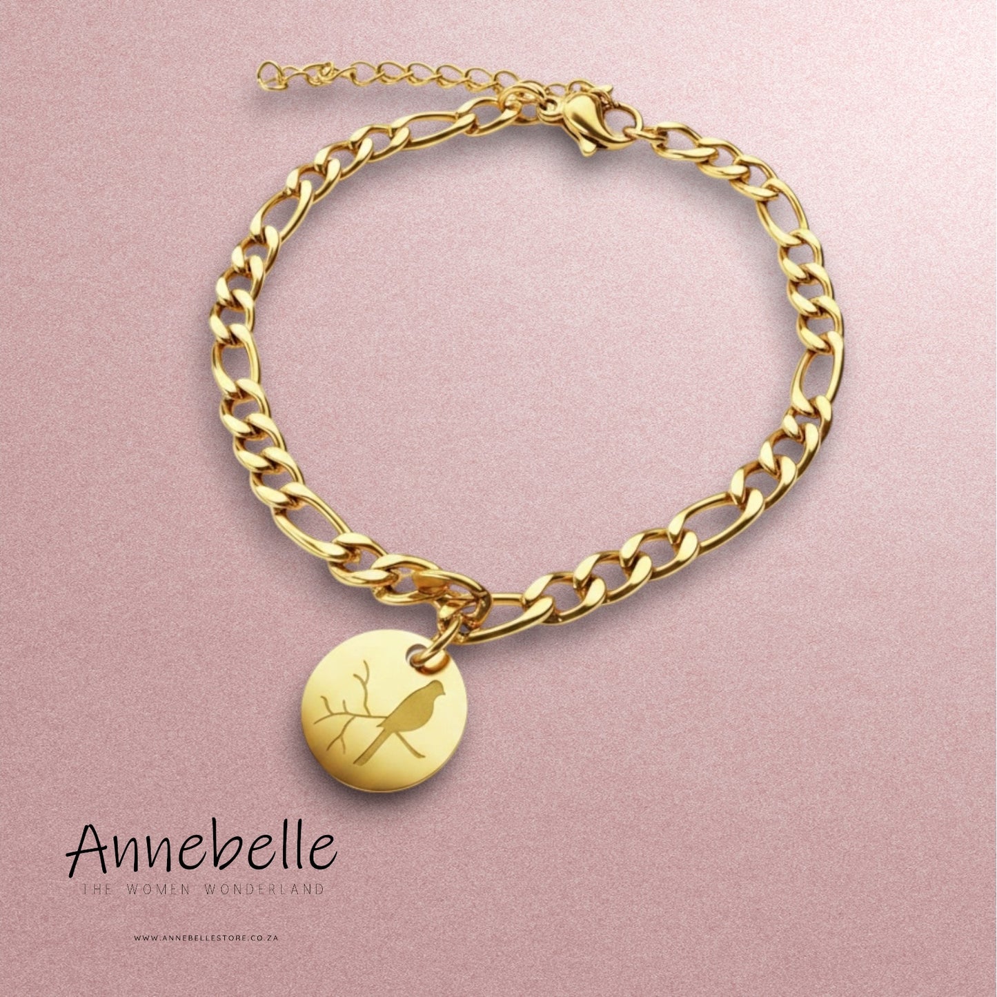 Stainless Steel Gold Plated Mossie/Sparrow Bracelet - Dainty Design