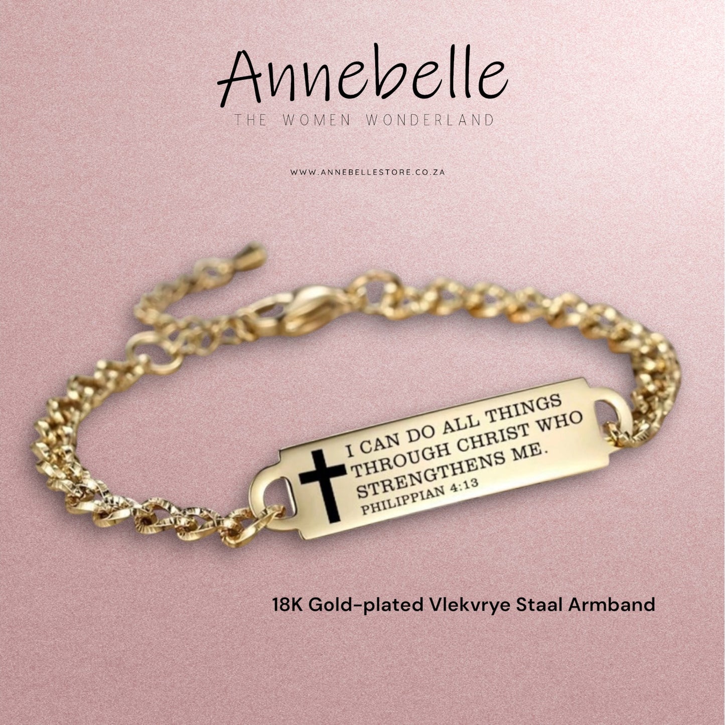 18K Gold Plated Philippian 4:13 Bracelet