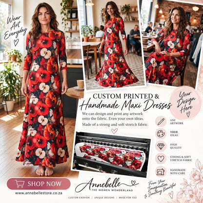 A-Line Maxi Long Dress Custom Printed ANY CUSTOM DESIGN up to 3XL