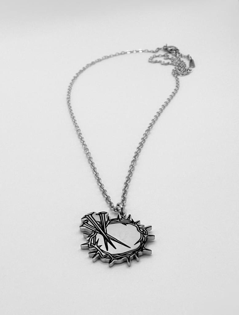 Stainless Steel Crown of Thorns and Nails Necklace