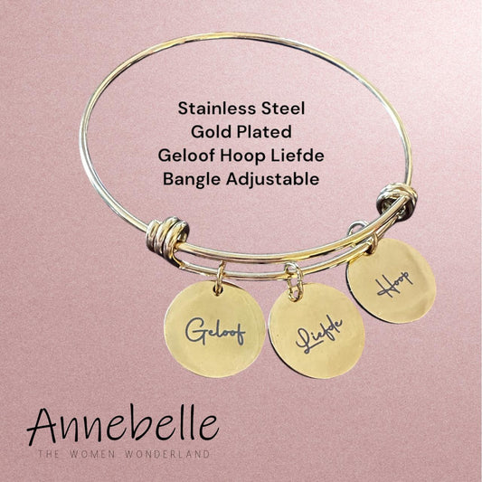 Gold Plated Geloof Hoop Liefde Bangle