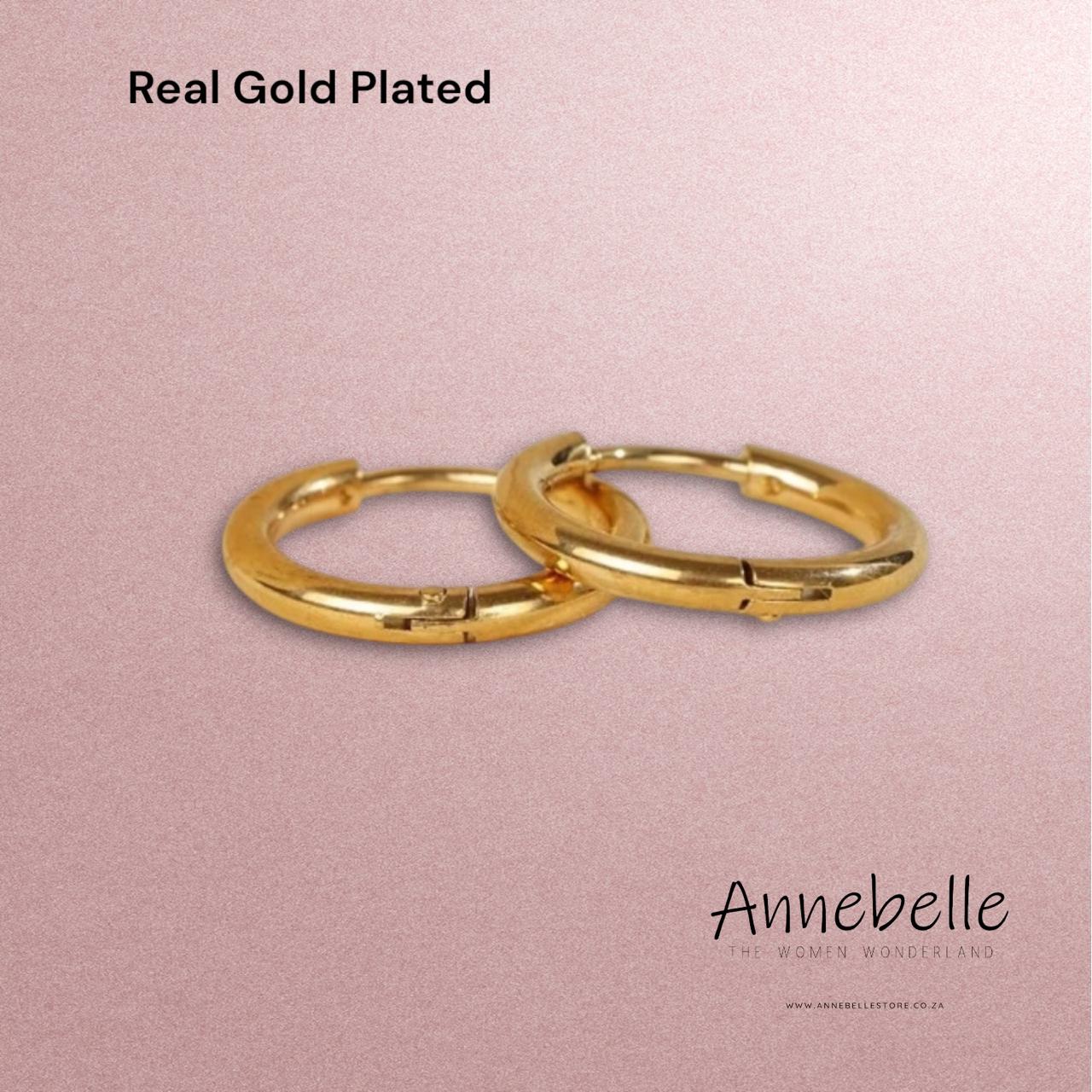 Classic Plain Hoop Earrings Titanium Steel Gold Plated