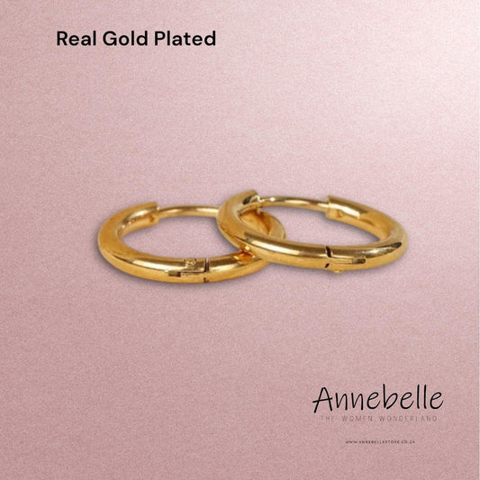 Classic Plain Hoop Earrings Titanium Steel Gold Plated