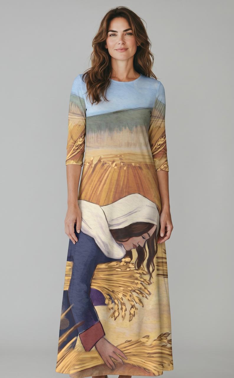 A-Line Maxi Long Dress Custom Printed Ruth