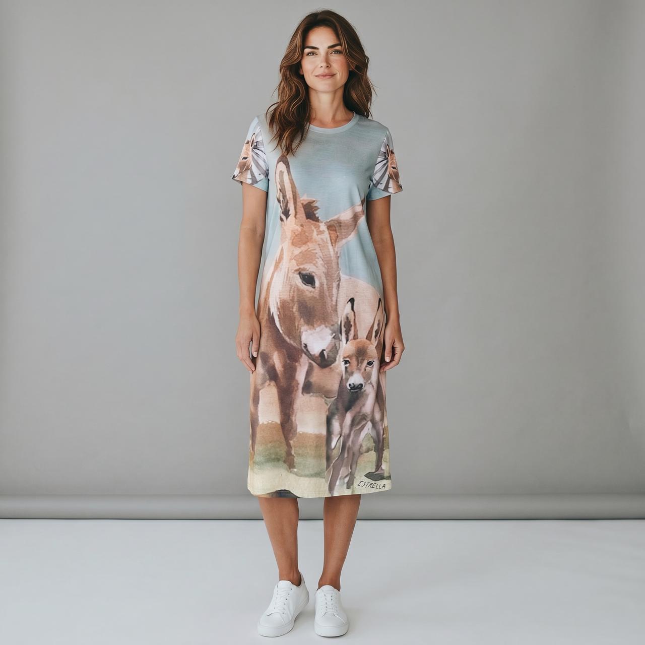 A-Line Maxi Long Dress Custom Printed Donkeys & Proteas